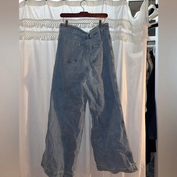 Wide Leg Blue Denim Jeans - Picture 2 of 3